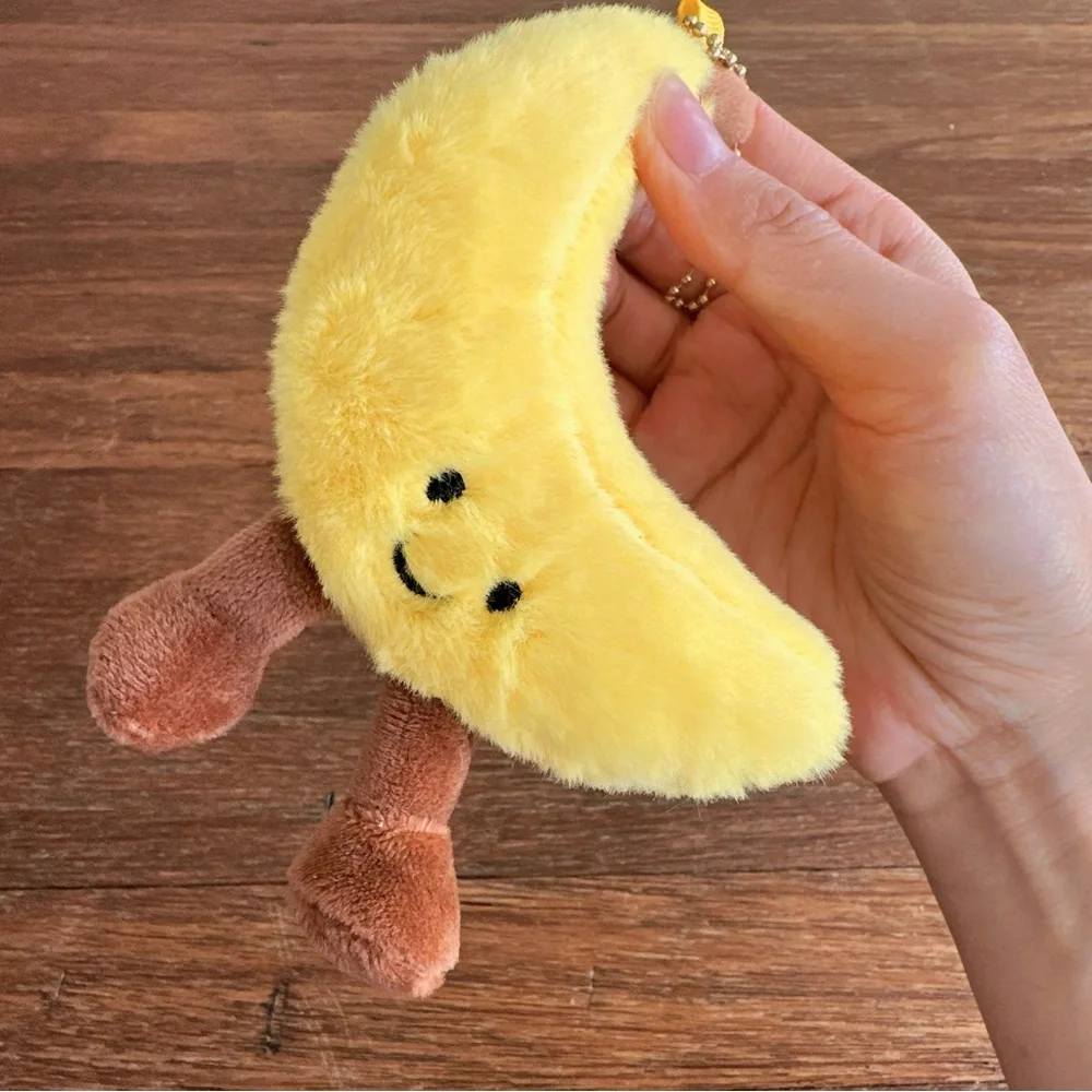 Cute Banana Plush Keychain Kawaii Yellow Fruit Bag Charm Soft Mini Plush New